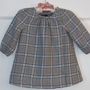 GAP Baby Pink & Gray Plaid Dress 3-6M EUC